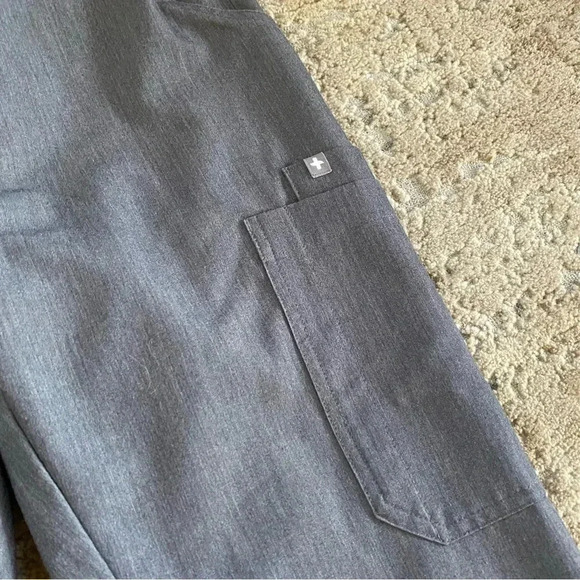 Figs Yola Scrub Pants Slim Leg Gray Turquoise: XS - Picture 3 of 11